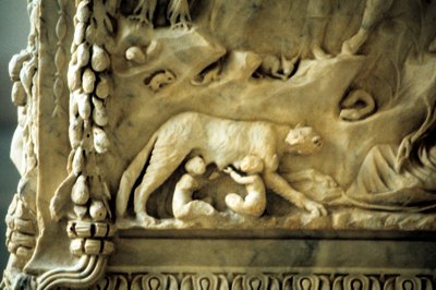 Romulus en Remus die zogen bij de wolvin door Unbekannt