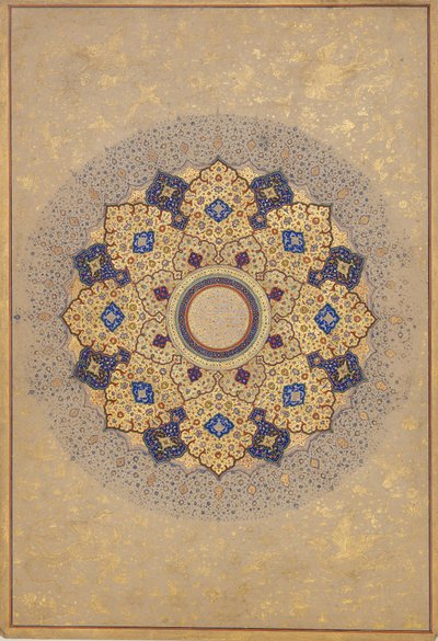 Roset met de namen en titels van Shah Jahan, Folio uit het Shah Jahan Album, ca. 1645 door Unbekannt