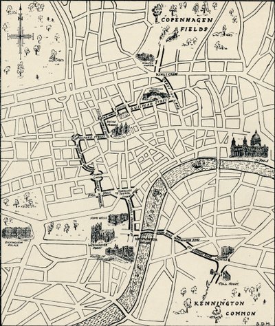 Route van de protestmars om de Tolpuddle Martyrs te bevrijden, 1834, 1934 door Unbekannt