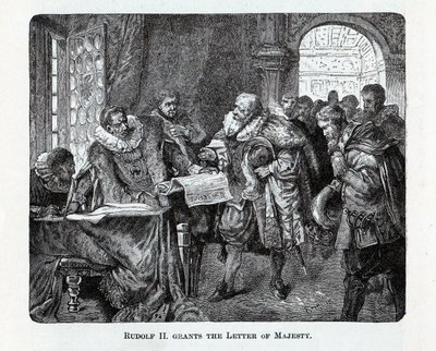 Rudolf II verleent de Majesteitsbrief, 1882 door Unbekannt