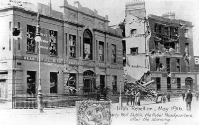 Ruïnes van het hoofdkwartier van de rebellen, anti-Engelse Ierse opstand, Dublin, mei 1916 door Unbekannt
