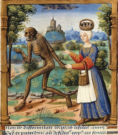 Landelijk leven en dood. Miniatuur van een 15e-eeuws manuscript. door Unbekannt