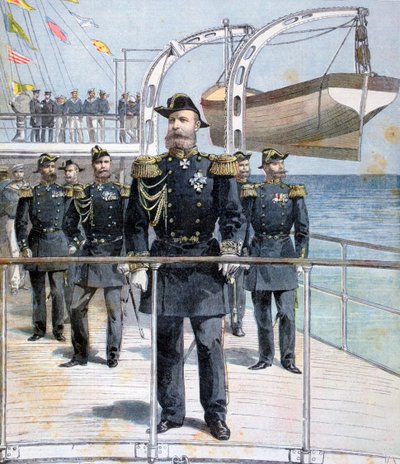 Russische Admiraal Avellan aan boord van de kruiser Keizer Nicolaas I, 1893 door Unbekannt