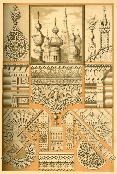 Russisch architectonisch ornament en houtsnijwerk, 1898 door Unbekannt
