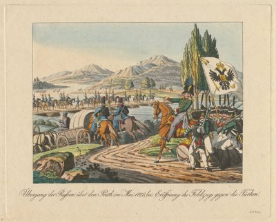 Russisch leger steekt de Pruth-rivier over naar Moldavië op mei 1828, 1829 door Unbekannt