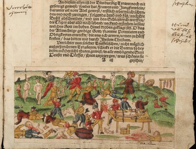 Russische wreedheden in Lijfland in 1578. Uit Johann Jakob Wicks Sammlung von Nachrichten door Unbekannt