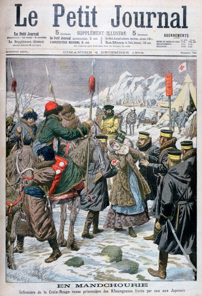 Russische verpleegster gevangen genomen door de Manchus wordt overgedragen aan de Japanners, Mantsjoerije, 1904 door Unbekannt