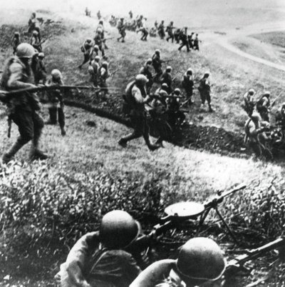Russische troepen in de tegenaanval, Mozdok regio, noordelijke Kaukasus, september 1942 door Unbekannt