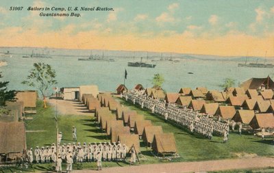 Matrozen in kamp, US Naval Station, Guantanamo Bay, ca. 1911 door Unbekannt