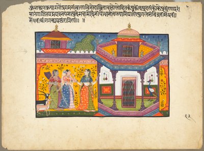 Saindhavi Ragini van de Sri Raga-familie, pagina uit een Ragamala-serie, 1600-1610 door Unbekannt