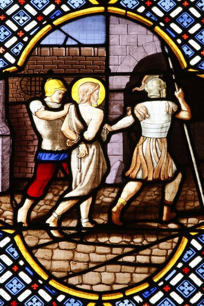 Saint-Corentin kathedraal, Quimper Glas-in-lood: Sint Johannes de Doper gearresteerd, Quimper, Frankrijk door Unbekannt