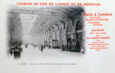 Station Saint-Lazare, Parijs, ca. 1900 door Unbekannt