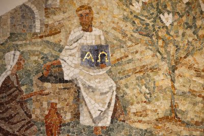 Abdijbasiliek van Saint-Maurice, Mozaïek van Madeleine Diener Jezus en de Samaritaan bij de bron van Jacob, Saint-Maurice, Zwitserland door Unbekannt
