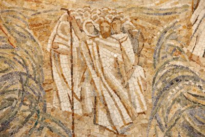Sint-Mauritius abdijbasiliek, Mozaïek door Madeleine Diener, Mozes en de Hebreeën die de Rode Zee oversteken, Saint-Maurice, Zwitserland door Unbekannt