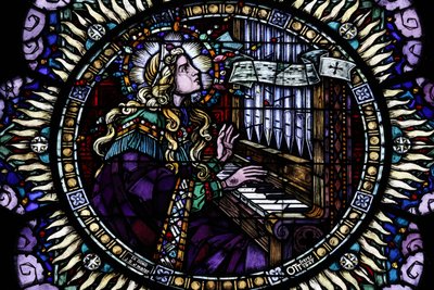 Saint-Pierre le Jeune Katholieke Kerk. Roosvenster. Sancta Cecilia, de patroonheilige van de muzikanten. Straatsburg, Frankrijk door Unbekannt