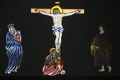 Koptische kerk van Sint Antonius kunstwerk: Jezus aan het kruis, Jeruzalem, Israël door Unbekannt