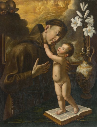 Sint Antonius van Padua met Baby Jezus door Unbekannt