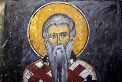 Sint Iraklion Byzantijnse fresco uit het Agios Ioannis Lampadistis klooster, 11e eeuw Cyprus door Unbekannt
