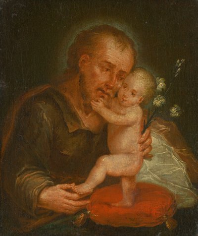 Sint Jozef met baby Jezus door Unbekannt