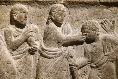 Abdij van Saint Victor, Marseille. Sarcofaag detail: Jezus geneest een blinde man door Unbekannt