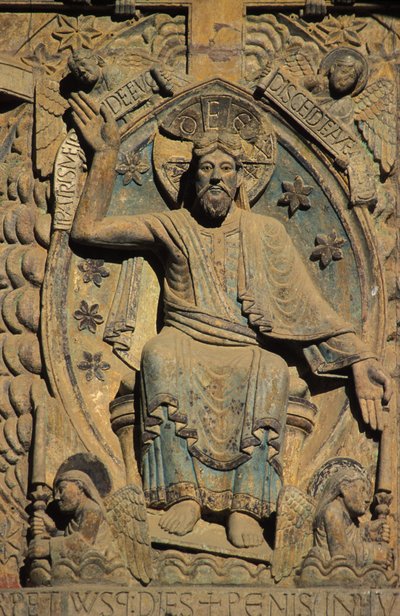 Sainte Foy kerk timpaan: Het laatste oordeel, Conques, Frankrijk door Unbekannt
