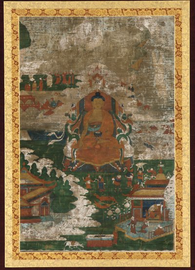 Sakyamuni op de troon, en biografische scènes, 18e eeuw door Unbekannt
