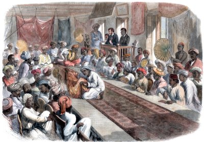 Verkoop in Calcutta van waardevolle regeringsgeschenken en Lucknow-juwelen, 1860 door Unbekannt