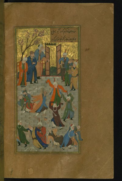 Sama-ceremonie. Miniatuur uit een manuscript van de Divan van Hafez door Unbekannt