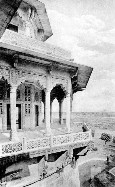 Samman Burj balkon bij het Fort van Agra, 20e eeuw door Unbekannt
