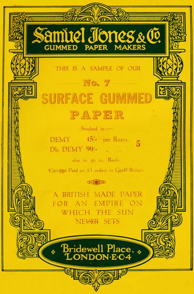 Advertentie van Samuel Jones & Company Gummed Paper Makers, 1919 door Unbekannt