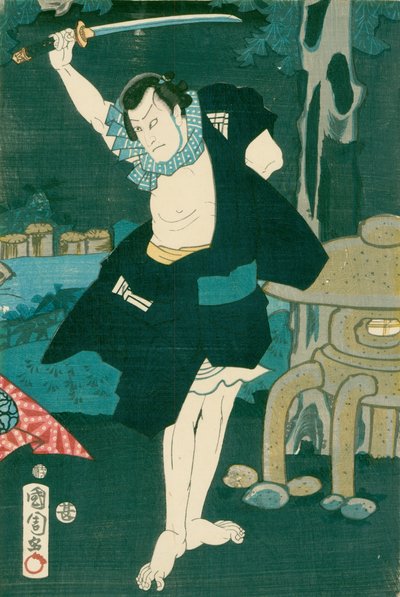 Samurai krijger. Japans schilderij op zijde, in traditionele Japanse stijl door Unbekannt