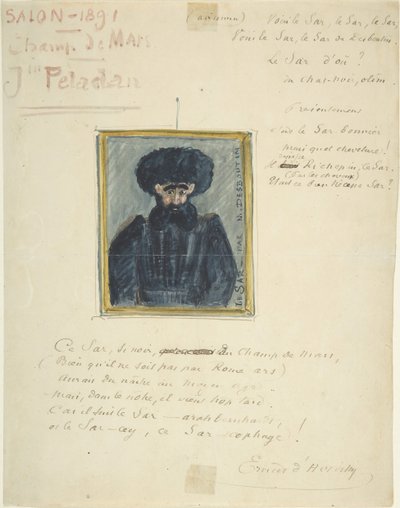 Satirische tekening van de Sâr Joséphin Peladan, 1891 door Unbekannt