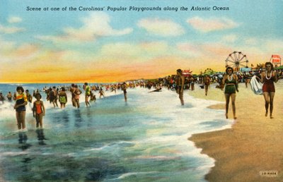 Scène op een van de populaire speelplaatsen van de Carolinas langs de Atlantische Oceaan, 1942 door Unbekannt