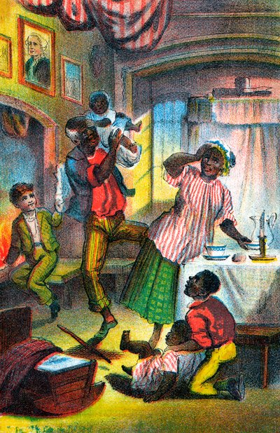Scène uit Harriet Beecher Stowes De Hut van Oom Tom, ca. 1870 door Unbekannt