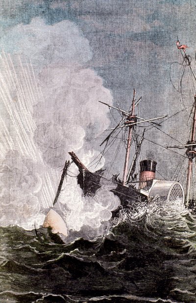 Scène uit Jules Vernes Van de aarde naar de maan, 1865 door Unbekannt