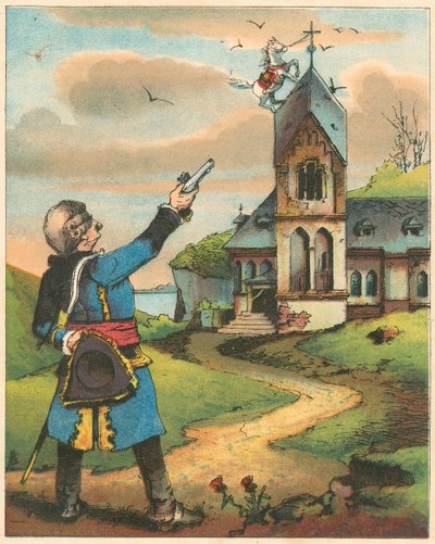 Scène uit De avonturen van Baron Munchausen door Rudolph Erich Raspe door Unbekannt