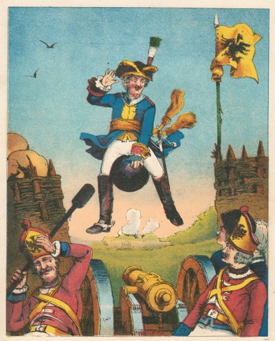 Scène uit De avonturen van Baron Munchausen door Rudolph Erich Raspe, ca. 1850 door Unbekannt