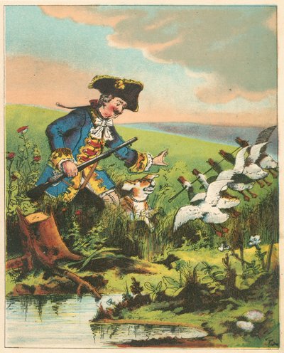 Scène uit De avonturen van Baron Munchausen door Rudolph Erich Raspe, ca. 1850 door Unbekannt