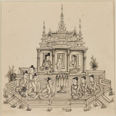 Scène uit de Vessantara Jataka, ca. 1880 door Unbekannt