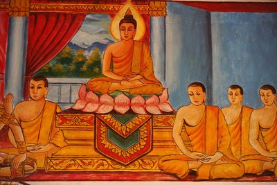 Scène uit het leven van de Boeddha, Vientiane, Laos door Unbekannt