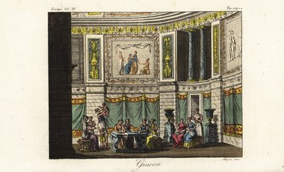 Scène in een gynaeceum, vrouwenkwartier, Oud-Griekenland door Unbekannt