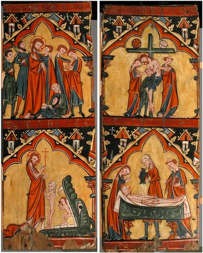 Scènes uit het leven van Christus: Arrestatie van Christus, Christus in Limbo, Afdaling van het kruis door Unbekannt