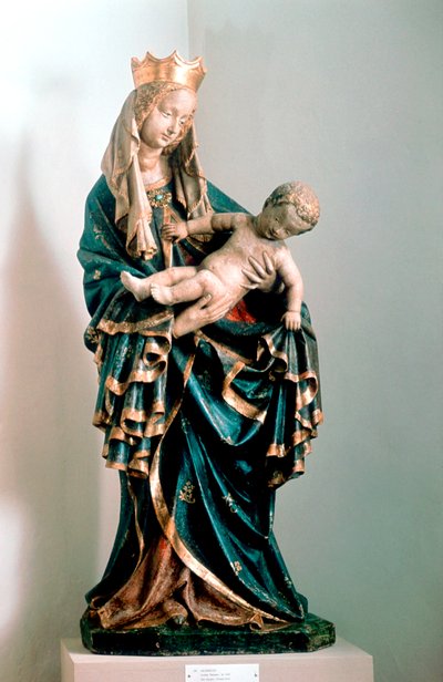 Schone Madonna, beschilderd beeld, uit de Pfarrkirche, Bad Aussee, Oostenrijk door Unbekannt