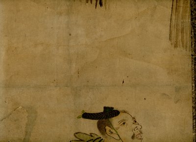 Schilderij op rol met een traditioneel Japans komisch duo bekend als manzai door Unbekannt