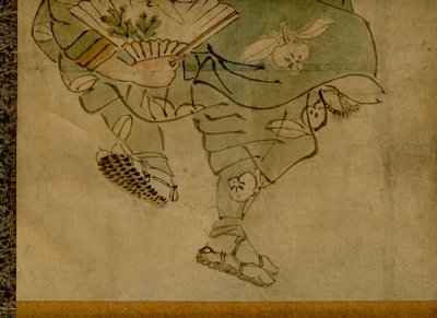 Schilderij op rol met een traditioneel Japans komisch duo bekend als manzai (2) door Unbekannt
