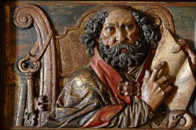 Beeldhouwwerk in de kathedraal van Mallorca: Sint Petrus, Palma, Spanje door Unbekannt