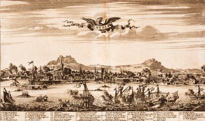 Zeeslag tijdens het beleg van Candia Uit: Schauplatz des Krieges, 1675 door Unbekannt