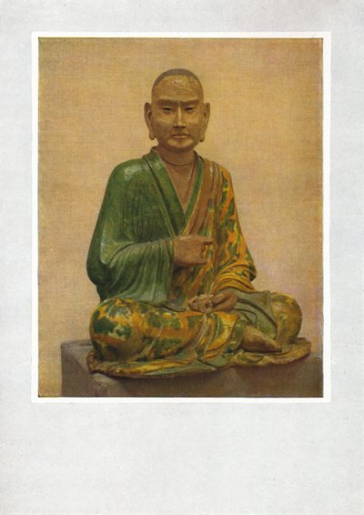 Zittend figuur van een Lohan - Tang-dynastie, ca. 7e tot 10e eeuw na Christus, 1936 door Unbekannt