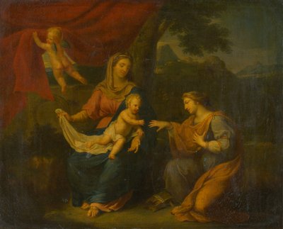 Zittende Madonna met Sint Catharina door Unbekannt