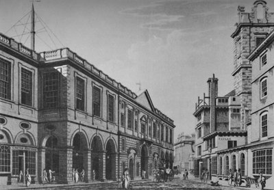 Tweede Royal Exchange, Noordkant, in 1798. Exterieur van Lloyds Rooms, 1928 door Unbekannt